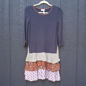 435 Navy and Multicolor Layered Dress